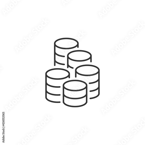 Coins Stack Related Vector Line Icon. Sign Isolated on the White Background. Editable Stroke EPS file. Vector illustration.