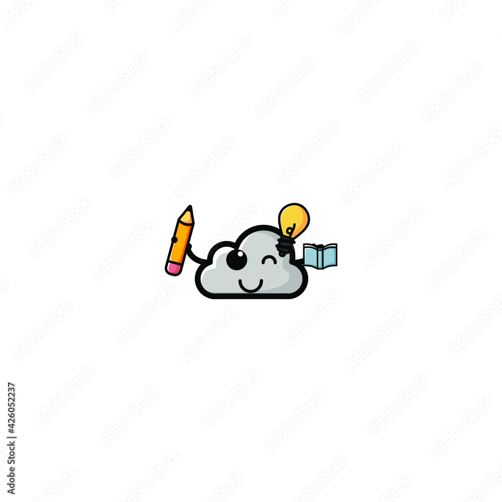 Cute Cloud Kawaii Cartoon Character Vector Illustration Design. Outline, Cute, Funny Style. Recomended For Children Book, Cover Book, And Other. Cute Cloud Kawaii Cartoon Character Vector Illustration Design. Outline, Cute, Funny Style. Recomended For Children Book, Cover Book, And Other.