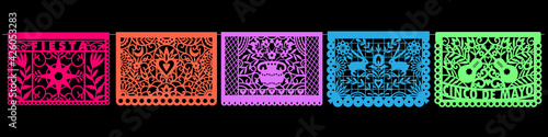 Colorful mexican perforated papel picado banner