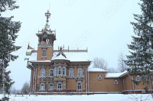 Old traditional national wooden house (