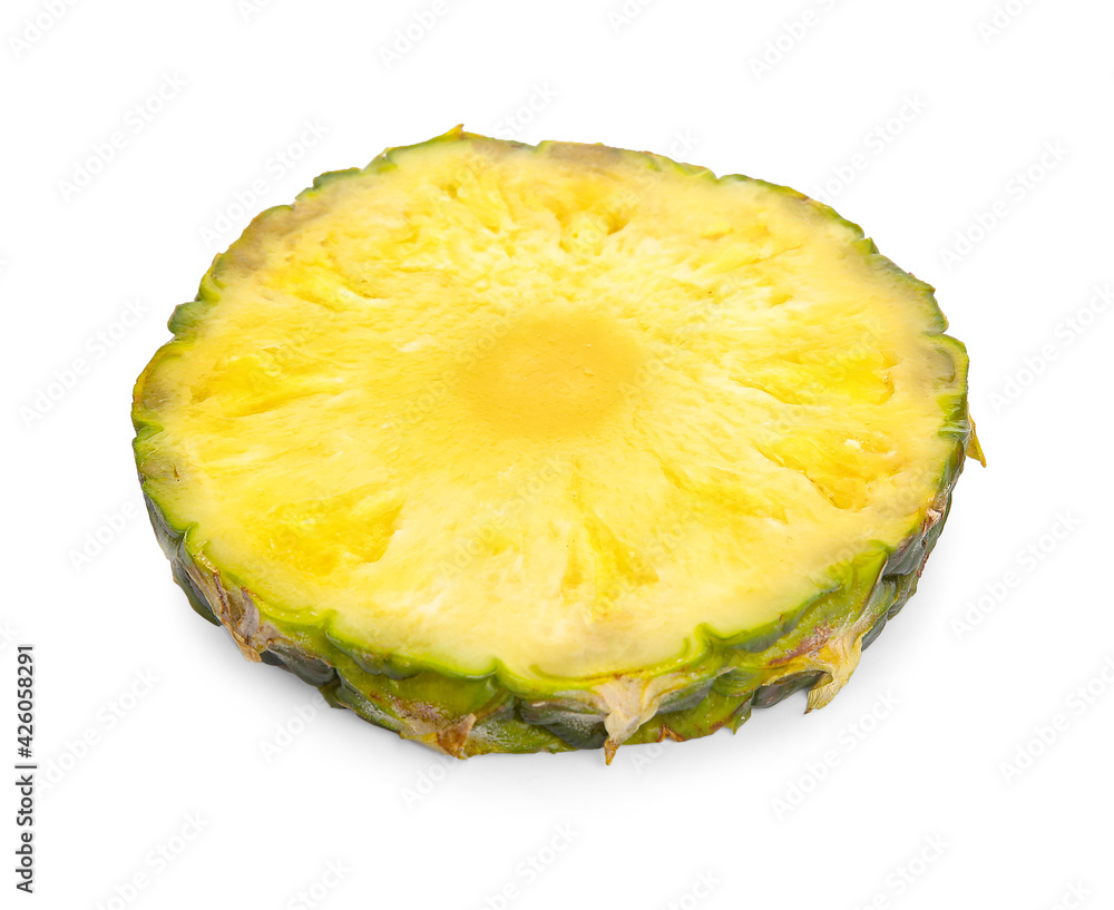 Slice of fresh pineapple on white background Slice of fresh pineapple on white background