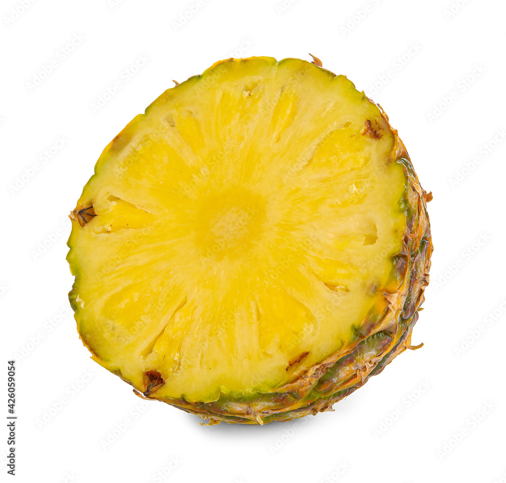 Piece of fresh pineapple on white background Piece of fresh pineapple on white background