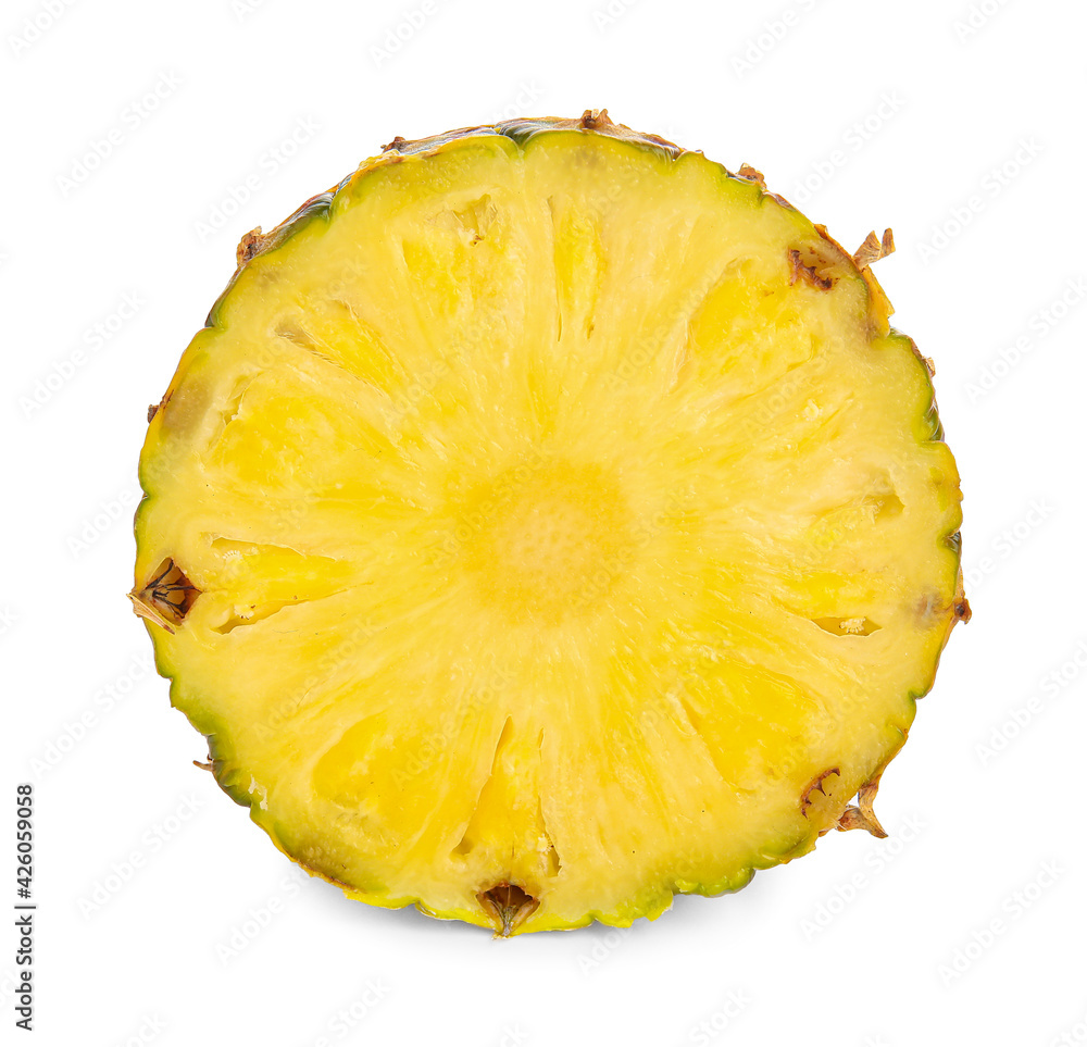 Piece of fresh pineapple on white background Piece of fresh pineapple on white background