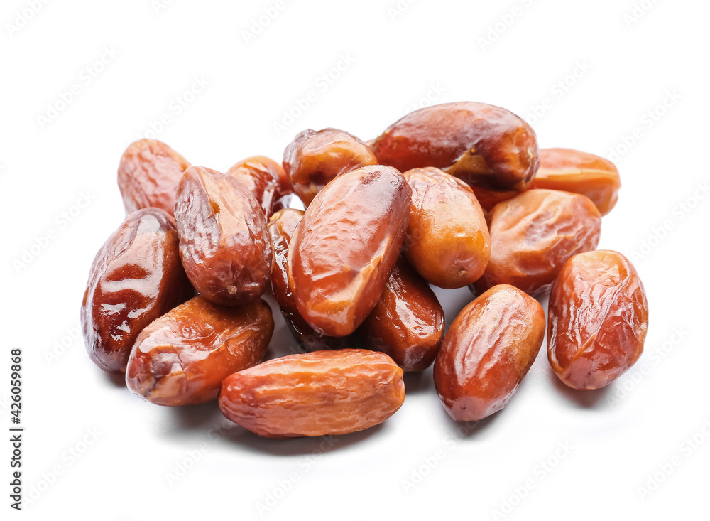 Sweet dried dates on white background Sweet dried dates on white background
