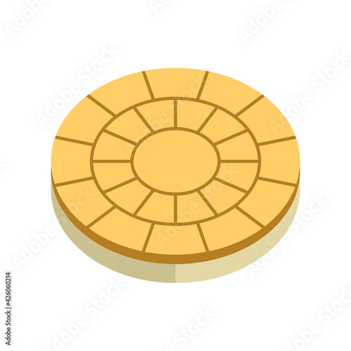 Concrete paver block pavement floor or brick vector icon. For landscape  outdoor  garden by paving on ground to create circle or round pattern. That sidewalk  road  patio  path  street or walkway.