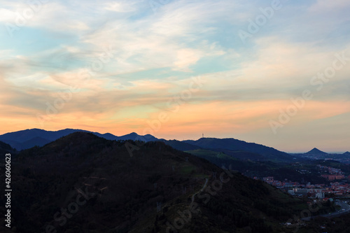 vizcaya mountain in northern spain at sunset © larrui