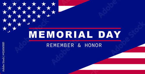 Happy Memorial Day banner. National american holiday. American flag. Vector background.