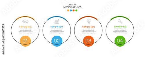 Infographic template with 4 options, workflow, process chart. Can be used for workflow layout, diagram, annual report, web design, steps or processes 