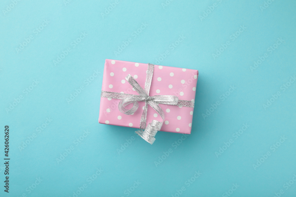 Present boxes on blue background greeting card holidays concept. Happy Mother's day Present boxes on blue background greeting card holidays concept. Happy Mother's day