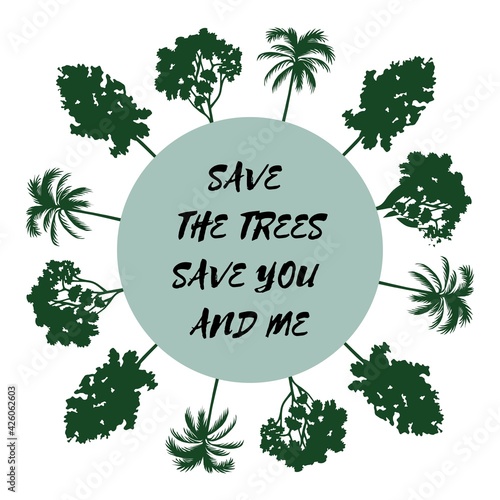 stock vector illustration eco poster or eco banner or eco card save the trees