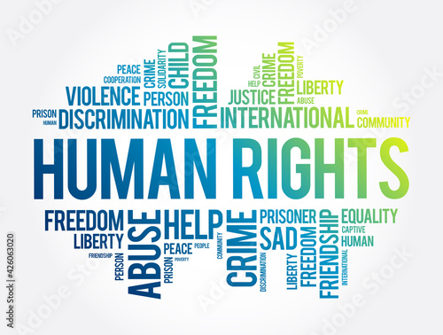 Human rights word cloud collage, social concept background