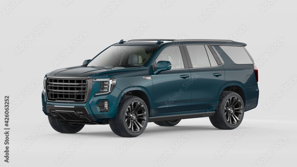 3D rendering of a brand-less generic SUV concept car	