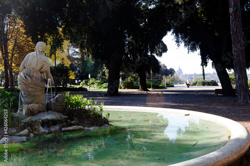 St. Peters Basilica seen from the Pincio Gardens, Rome, Lazio, Italy photo