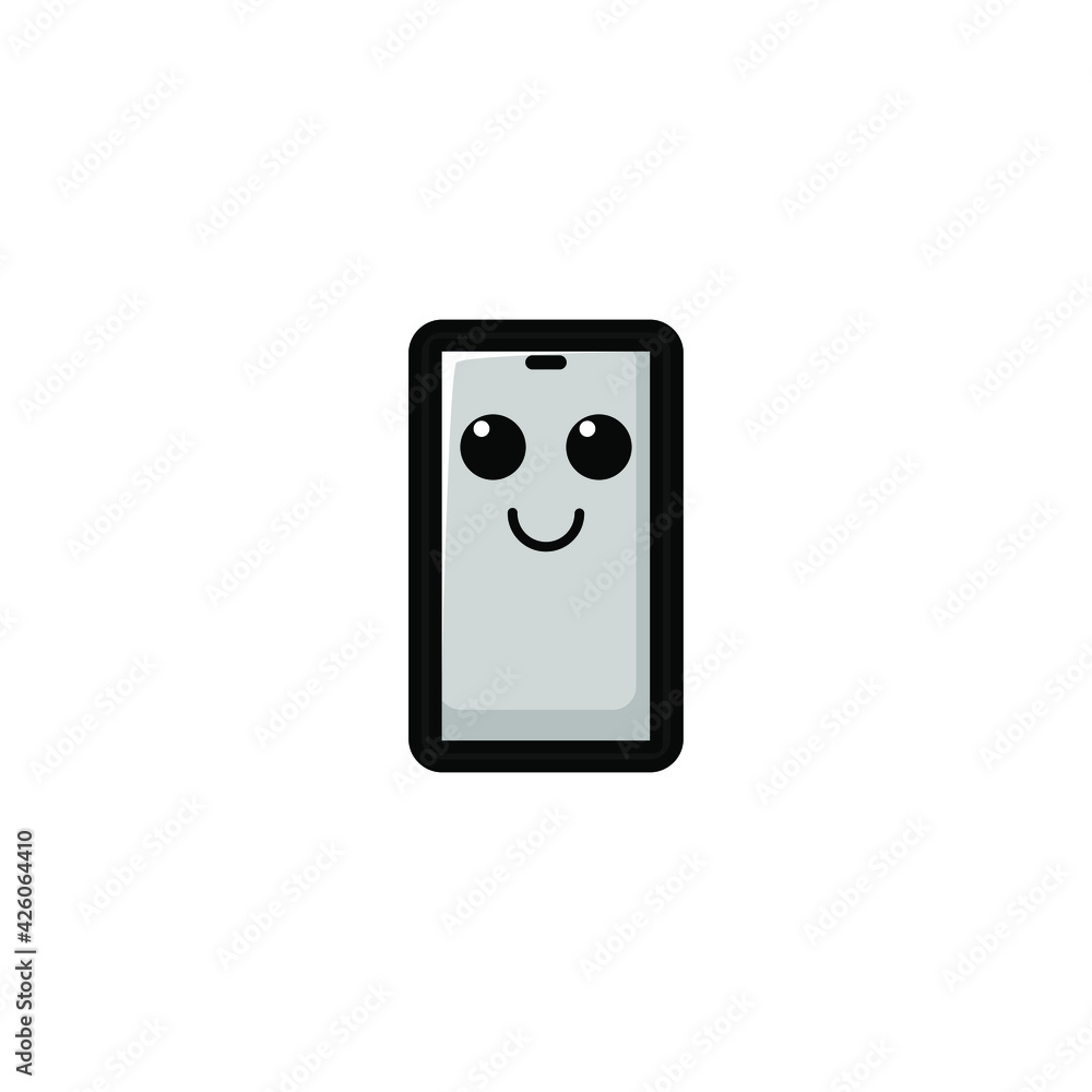 Cute Mobile Phone Cartoon Character Vector Illustration Design. Outline, Cute, Funny Style. Recomended For Children Book, Cover Book, And Other. Cute Mobile Phone Cartoon Character Vector Illustration Design. Outline, Cute, Funny Style. Recomended For Children Book, Cover Book, And Other.