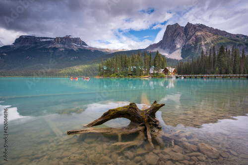 Emerald Lake and Emerald Lake Lodge in the Canadian Rockies, Yoho National Park, UNESCO World Heritage Site, British Columbia, Canada