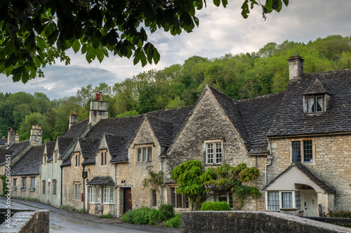 Cottages in the picturesque Cotswolds village of Castle Combe, Wiltshire, England, United Kingdom photo