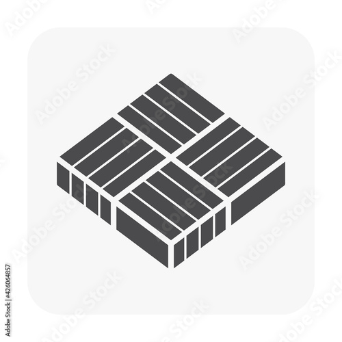 Concrete paver block pavement floor or brick vector icon. For landscape, outdoor, garden by paving on ground to create basket weave bond pattern. That sidewalk, road, patio, path, street or walkway.