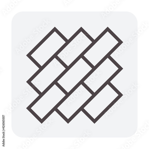 Concrete paver block pavement floor or brick vector icon. For landscape, outdoor, garden by paving on ground to create stretcher bond pattern. That sidewalk, road, patio, path, street or walkway.