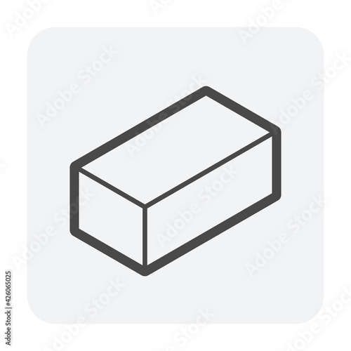 Concrete paver block pavement floor or brick vector icon. For landscape, outdoor, garden by paving on ground to create stretcher bond pattern. That sidewalk, road, patio, path, street or walkway.