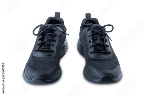 Black sport shoes isolated on white background
