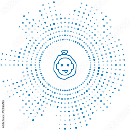 Blue line Murder icon isolated on white background. Body, bleeding, corpse, bleeding icon. Dead head. Concept of crime scene. Abstract circle random dots. Vector