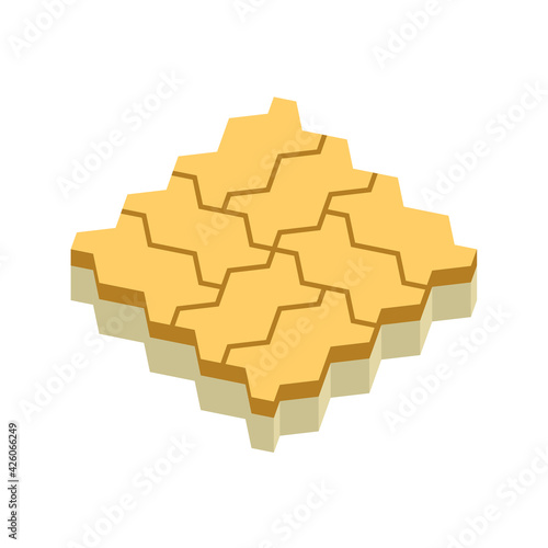 Concrete paver block pavement floor or brick vector icon. For landscape, outdoor, garden by paving on ground to create zig zag or zigzag pattern. That sidewalk, road, patio, path, street or walkway.