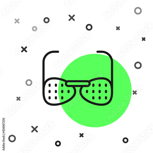 Black line Glasses for the blind and visually impaired icon isolated on white background. Vector