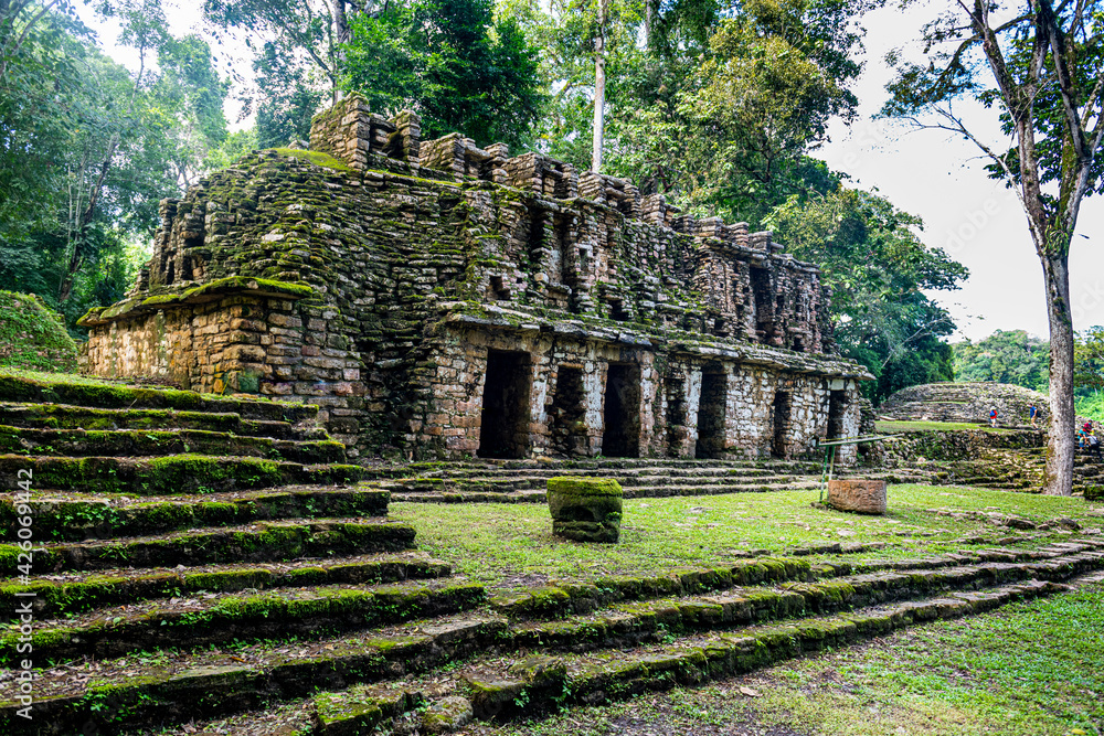Archaeological Maya site of Yaxchilan in the jungle of Chiapas, Mexico ...