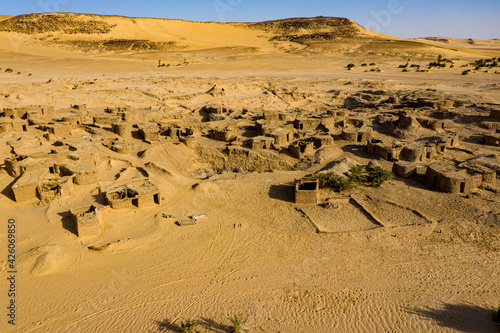 Aerials of the salt mines of Fachi, Tenere desert, Niger, West Africa photo