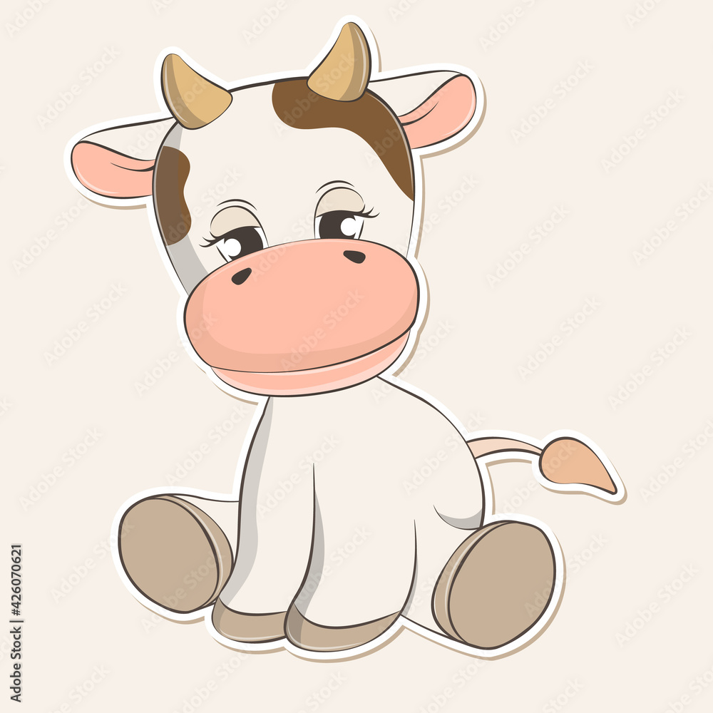 Adorable cute cartoon cow baby. Vector illustration. Adorable cute cartoon cow baby. Vector illustration.