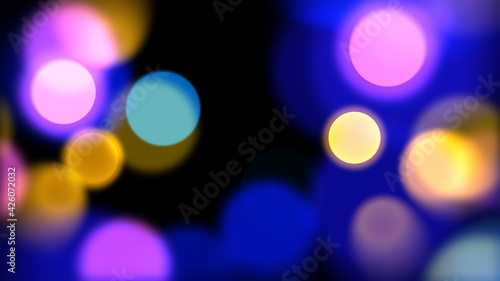 ネオンカラーの玉ボケ抽象背景素材
