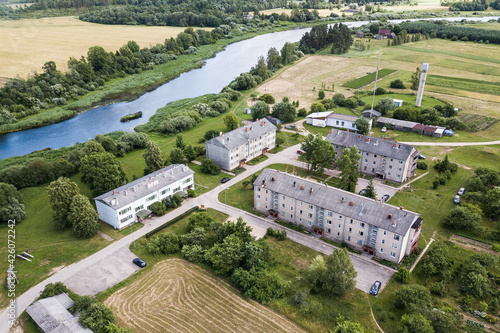 Aerial photo of village Ranki, Latvia. photo