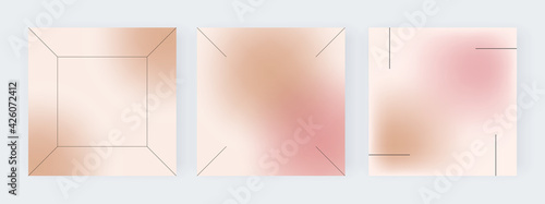 Nude blur gradient backgrounds with geometric shapes for social media banners
