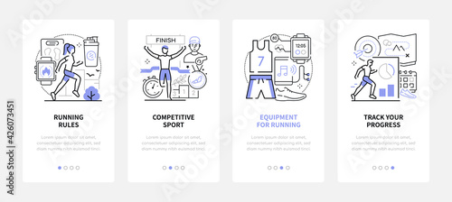 Running - modern line design style web banners