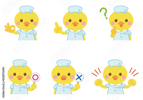 看護師　ひよこ　イラストセット