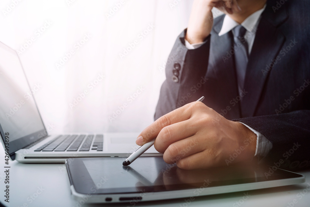 Businesswoman use laptop ,analytics and financial and bank technology concept, chart from computer laptop,Business growth concept Businesswoman use laptop ,analytics and financial and bank technology concept, chart from computer laptop,Business growth concept