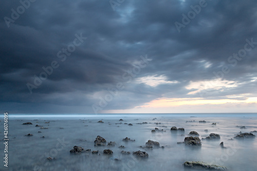 Long exposure of a storm approaching the Gili islands, Lombok, Indonesia, Southeast Asia