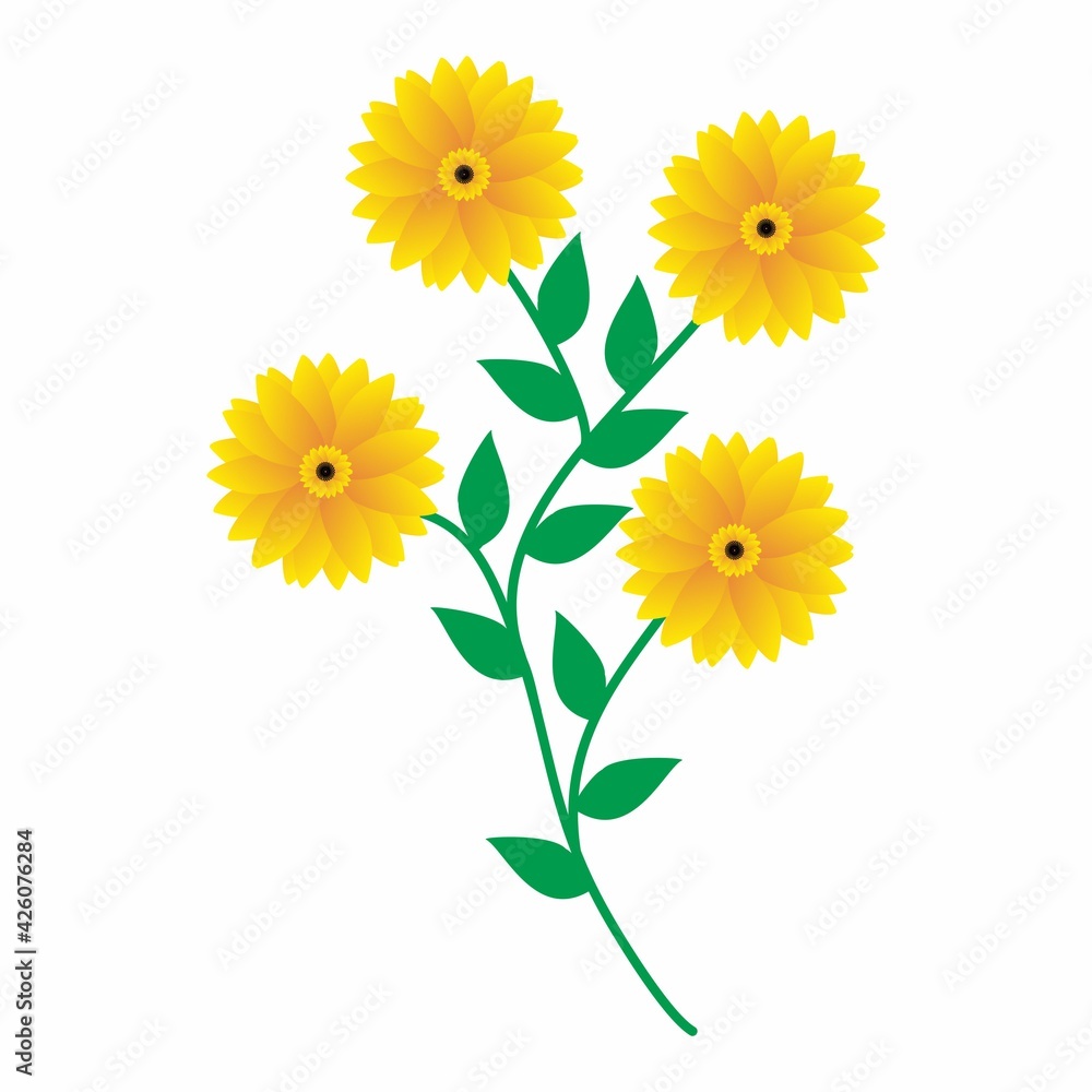 Sun Flower Illustration Vector isolated on white background