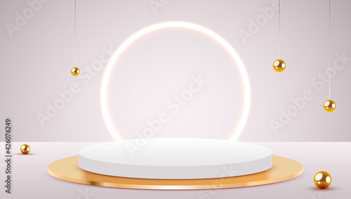 Abstract scene background. Cylinder podium on background. Product presentation, mock up, show cosmetic product, Podium, stage pedestal or platform.