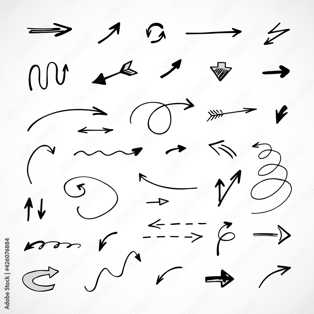 Vector set of hand-drawn arrows, elements for presentation Vector set of hand-drawn arrows, elements for presentation