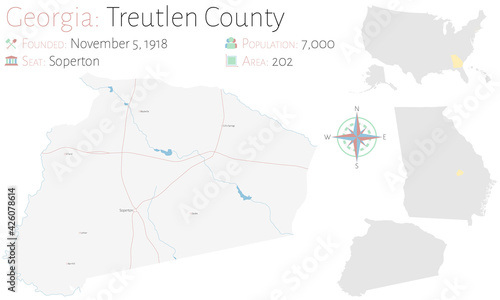 Large and detailed map of Treutlen county in Georgia  USA.