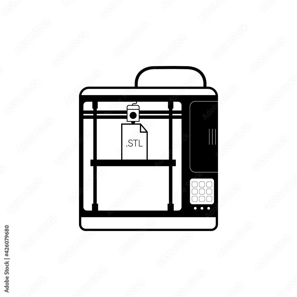 Fused deposition modeling, or FDM 3D Printer graphic icon Fused deposition modeling, or FDM 3D Printer graphic icon