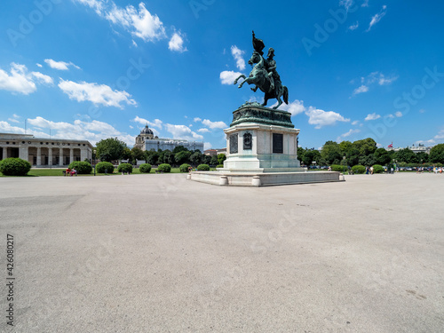 Austria, vienna, 2016, Jul, 10th Archduke Karl, equestrian statue in front of the Neue Burg, Hofburg, inner city, Vienna, Austria, AUT