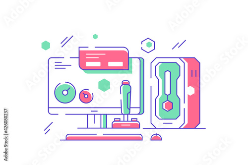 Computer set for gaming and fun