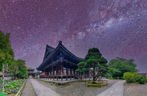 Famous Buddhist Temple in Kyoto under a starry night, Japan © jovannig