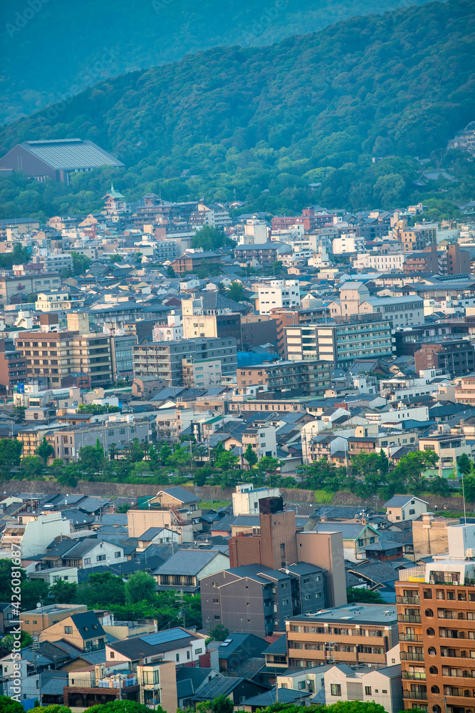 KYOTO, JAPAN - MAY 2016: Aerial view of Kyoto from a high viewpoint