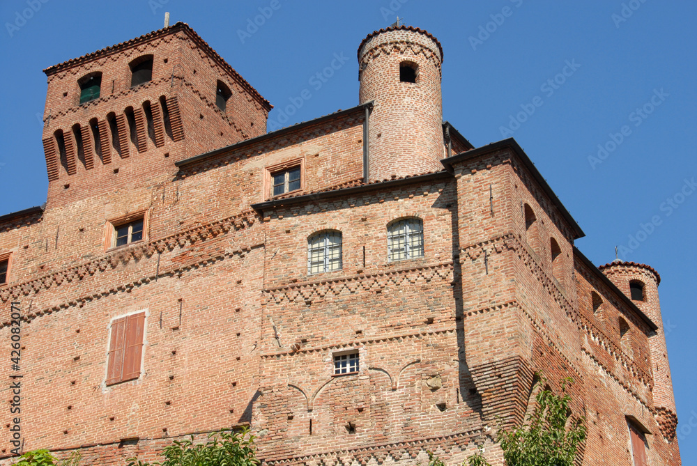 The medieval castles of Italy are very beautiful with brick fortifications, towers and lace. In Piedmont there are many castles on the  hills.  
