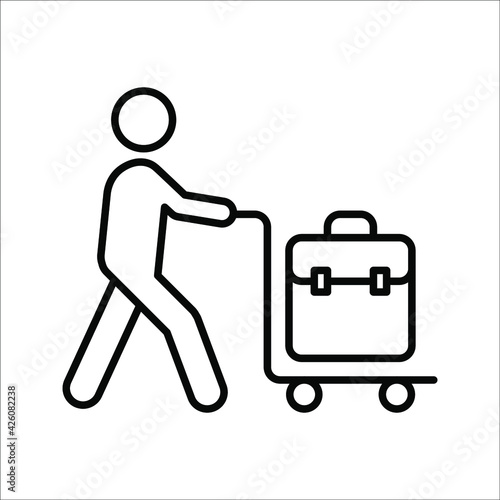 Luggage trolley vector icon. Baggage trolley cart simple icon. Symbol, logo illustration. Pixel perfect vector graphics