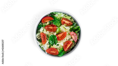 Vegetable salad isolated on a white background.