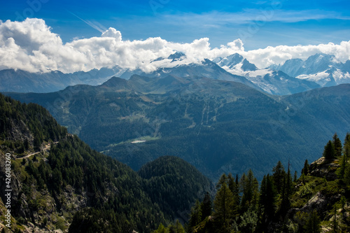 Landscape view of the Mountains of the Trient Valley and Mont-Blanc area, shot in Valais, Switzerland © Eric